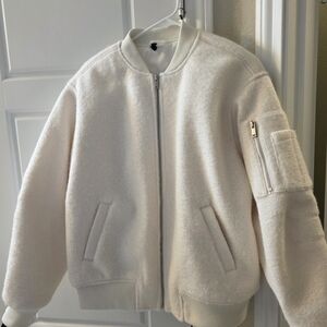 White Bomber Jacket Size S